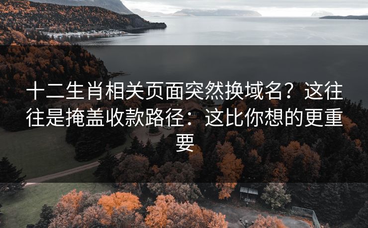 十二生肖相关页面突然换域名？这往往是掩盖收款路径：这比你想的更重要